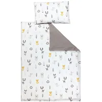 TupTam Kinder Bettwäsche 2-Teilig Wendebettwäsche, Farbe: Wald/Fuchs/REH/Igel/Bärchen/Beige, Größe: 120x90