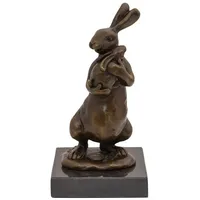 Aubaho Bronzeskulptur Hase mit Baby im Antik-Stil Bronze Figur