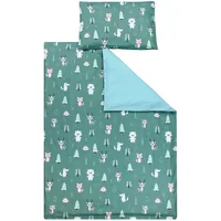 TupTam Kinder Bettwäsche Gemustert 2-Teilig Wendebettwäsche, Farbe: Wald/Fuchs/REH/Igel/Bärchen/Grün/Mint, Größe: