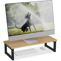 Relaxdays Monitorständer, Bildschirmerhöhung für Schreibtisch, HxBxT: 15 x 55