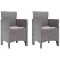 VidaXL Gartenstühle mit Kissen 2 Stk. Hellgrau Poly Rattan