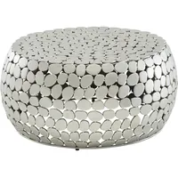 FineBuy Couchtisch Rund Silber Aluminium 66 x 66 x