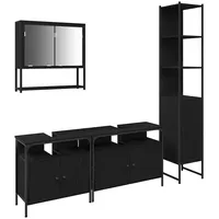 VidaXL Badezimmermöbel-Set 4-tlg. Schwarze Eiche