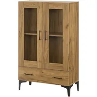 [en.casa] Vitrine Søndersø 70x31x115 cm Eichenoptik