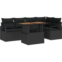 VidaXL Garten-Sofa-Set 6-tlg. Schwarz