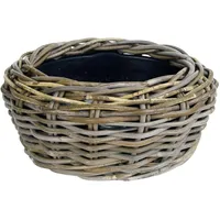 Van der Leeden Weidenkorb Pflanzkorb Grau 32cm Höhe 14