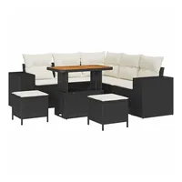 VidaXL Garten-Sofa-Set 8-tlg. schwarz/creme
