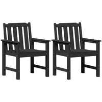 VidaXL Garten-Essstühle 2 Stück Schwarz HDPE