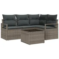 VidaXL Garten-Sofa-Set 5 pcs Grau Poly Rattan