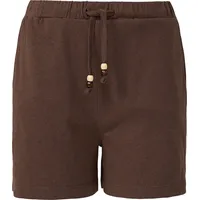 S.Oliver Jersey-Shorts mit Elastikbund und Schmuckperlen - braun -