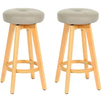 Mendler 2er-Set Barhocker Navan, Barstuhl Tresenhocker, Holz Kunstleder drehbar