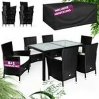 CASARIA Casaria® Gartenmöbel Set 6 Personen Stühle inkl. 7cm