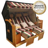 Brast Strandkorb 3-Sitzer Usedom rot/grün/beige kariert
