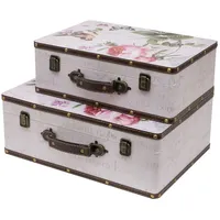 HMF VKO102 Vintage Koffer aus Holz, 2er Set Versch.
