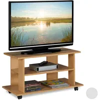 Relaxdays TV Board mit Rollen 45x80x40 cm Natur Holzwerkstoff
