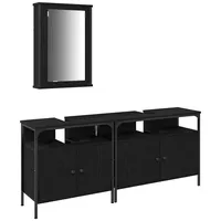 VidaXL Badezimmermöbelset 3-tlg. Schwarz Eiche