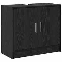 VidaXL Waschschrank schwarzes Eichenholz 63x29x55 cm Holzwerkstoff