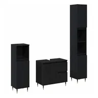 VidaXL Badezimmermöbelset 3-tlg. Schwarz Eiche