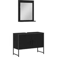 VidaXL Badezimmermöbel-Set 2-tlg. Schwarz Eichenholz