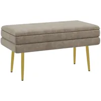 Homcom Sitzbank, Beige, Kunststoff, 37.5x43x79.5 cm, Esszimmer, Bänke, Sitzbänke
