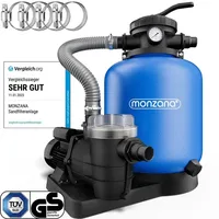 Monzana Sandfilteranlage 13.200L/h bis 58.000L Pool Vorfilter 7-Wege-Ventil 600W