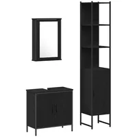 VidaXL Badezimmermöbel-Set 3-tlg. Schwarz