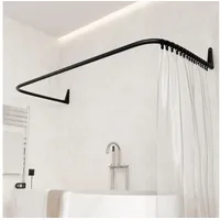 ERICA Duschvorhangstange L-Form 4-in-1 160 x 65 cm schwarz