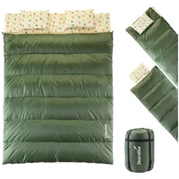 Skandika Doppelschlafsack, 3-Jahreszeiten, extra breit, 2 Kissen, Packsack, Camping