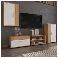 Vicco Wohnzimmerschränke Berno, Goldkraft Eiche/Weiß, 2 Teile,