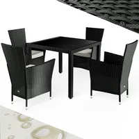 CASARIA CASARIA® Gartenmöbel Polyrattan 4 Stühle Stapelbar