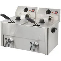 GastroHero Elektro-Doppel-Fritteuse ECO 10+10 Liter mit Ablasshahn