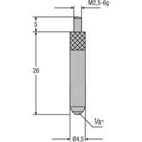 Helios-Preisser Messeinsatz M2,5mm Kugel- einsatz 1/8", Länge 26 mm