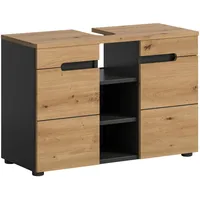 Xonox.home Waschbeckenunterschrank Canu 2-türig mit offenem Fach Artisan/Grau 55