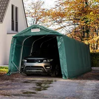 TOOLPORT 3,3x7,2m Zeltgarage, PRIMEtex-Plane, dunkelgrün, mit Statik (Erduntergrund) -