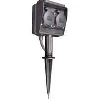 McPower Gartensteckdose McPower, 2-fach, IP44, mit Erdspieß, 3m Kabel
