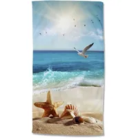 Good Morning Sealife Strandtuch 100 x 180 cm blau