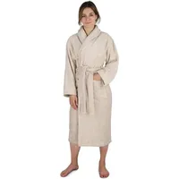 Normani Damen Baumwoll Bademantel, in Beige | Gr.: M