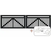 Plus Doppeltor 300 x 80 cm Schwarz/Holz