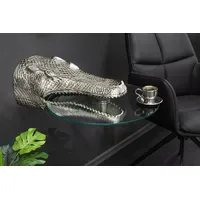 Riess-Ambiente Design Hängetisch WILDLIFE CROCODILE 60cm silber Metall Krokodil