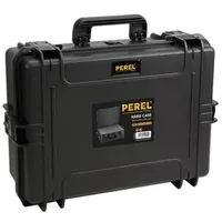 Perel Hartschalen-Koffer, wasserdicht (IP67), Noppenschaumstoff, Rasterschaumstoff, 4 Schlösser, Polypropylen,