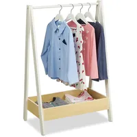 Relaxdays Kleiderständer Kinder, Standgarderobe, HxBxT 99x64,5x42,5 cm, Kleiderstange &