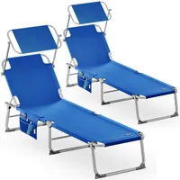 CASARIA Sonnenliege Ibiza 2er-Set Blau Alu mit Sonnendach