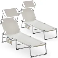 CASARIA Sonnenliege Ibiza 2er-Set Creme Alu mit Sonnendach