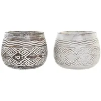 DKD Home Decor Blumentopf DKD Home Decor Braun Weiß