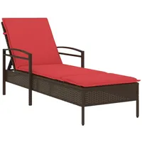 VidaXL Sonnenliege mit Kissen Braun 63x200x81 cm Poly Rattan