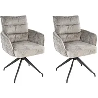 Home4You Polsterstühle 2er Set, Grau Schwarz Webstoff - Metallgestell