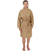 Normani Damen Bademantel mit Waffel-Piqué Kelin in Beige |