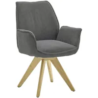 Musterring Armlehnstuhl Tiama, Anthrazit, Eiche, Textil, Eiche, massiv, Drehkreuz,