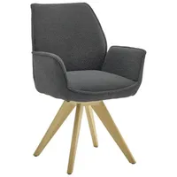 Musterring Armlehnstuhl Tiama, Anthrazit, Eiche, Textil, Eiche, massiv, Drehkreuz,