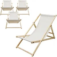 ECD Germany 4er Set Liegestuhl klappbar, Beige, Holz, 52x83x117